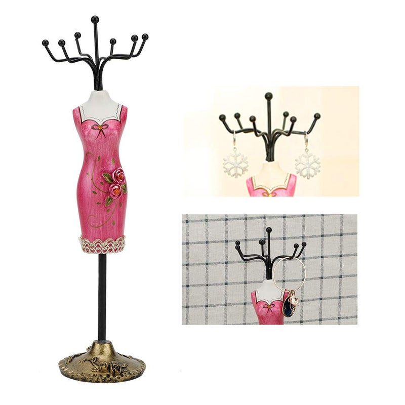 woobles Jewelry Display Hanging Holder Bracelet Shelf Home Decoration Jewelry Rack Jewelry Stand Showing Rack Earring Decoration Bracelet Shelf Jewelry Tower[Rose red] - Image 4